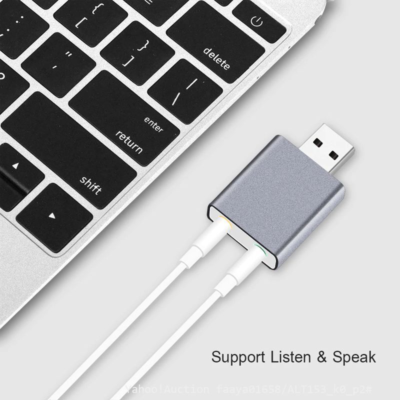 追跡あり USB サウンドカード スピーカー出力 & マイク入力 音声 サウンド ポケット ポータブル 小型 ノート パソコン (p2拍卖