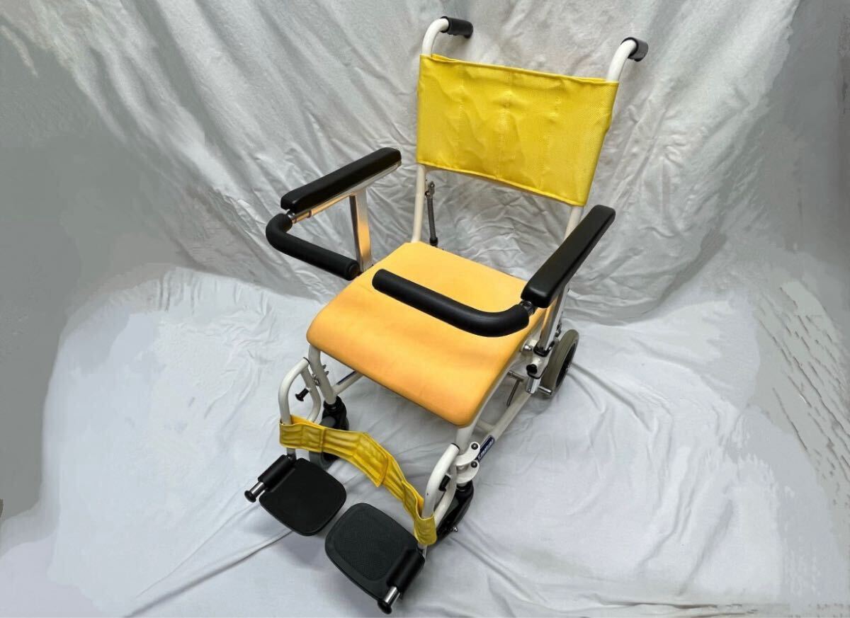 【入浴・シャワー用 車椅子 / K11 カワムラサイクル】イエロー色/難あり「直接引き取り」「発送不可」拍卖