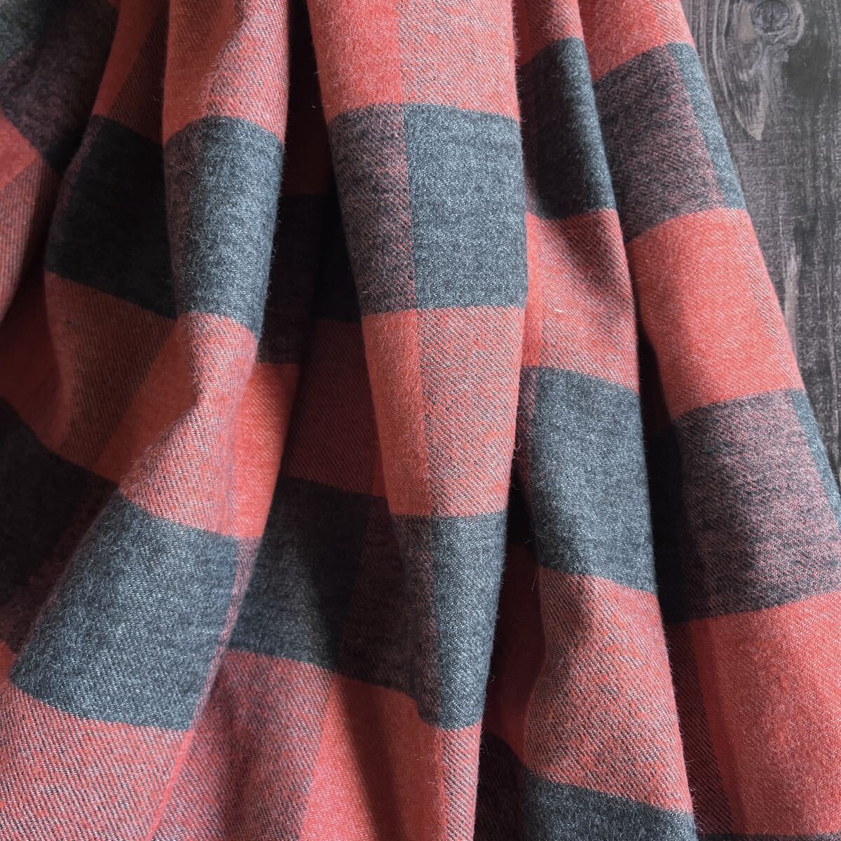 綿混両面起毛生地 先染めチェック 幅145×50cm延長可拍卖