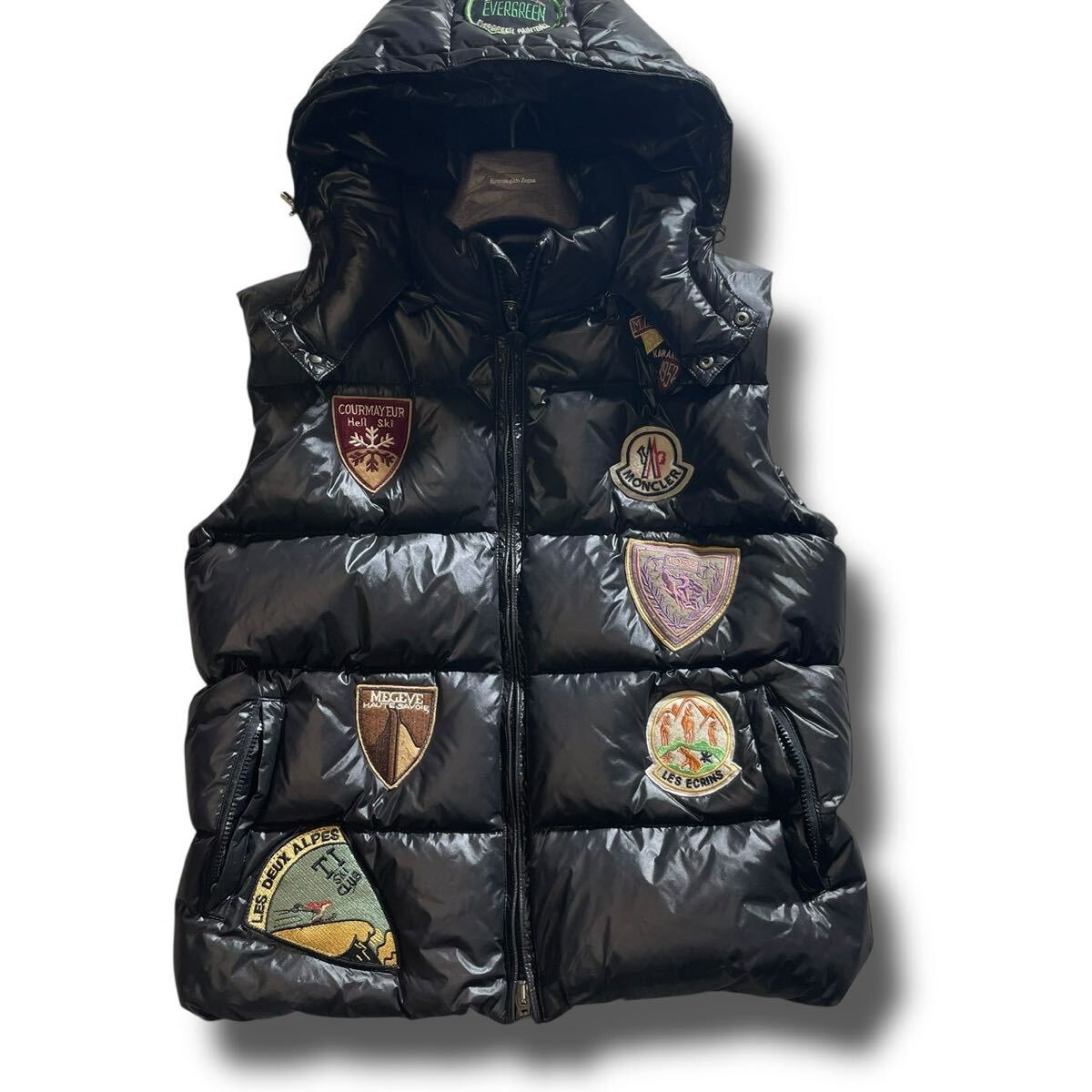 美品/L相当/肉厚/モンクレール チベット TIBET ワッペンスペシャル ダウンジャケットダウンベスト MONCLER メンズデカワッペン正規店購入黒拍卖