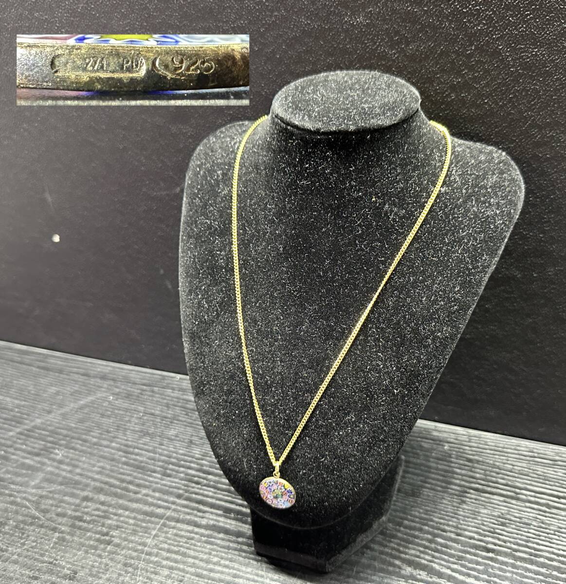 ムラノガラス? ペンダント 271 PU 925 ムリーナ ベネチアン フラワー ネックレス アクセサリー BA244拍卖