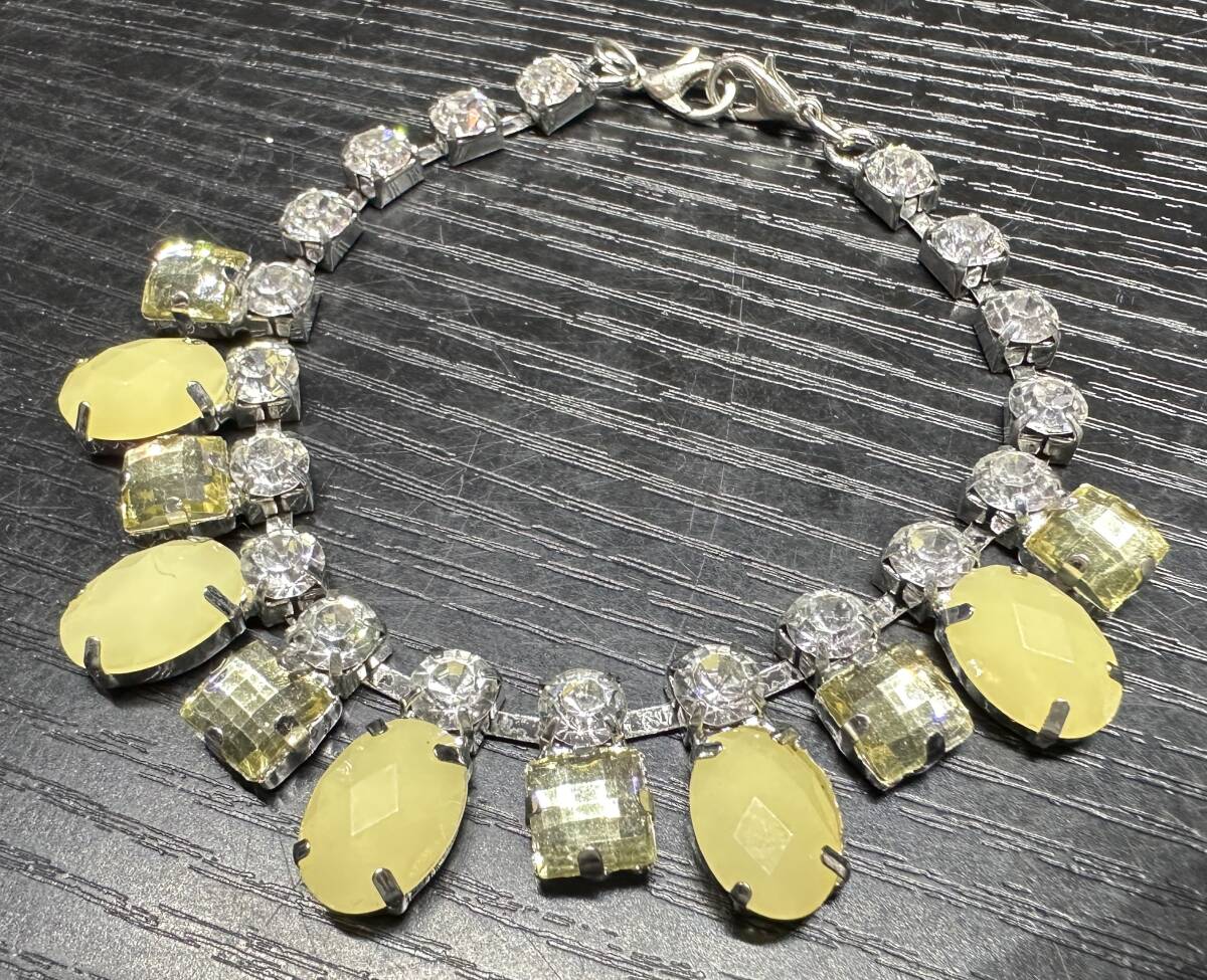 ブレスレット アンクレット イエロー カラーストーン ラインストーン アクセサリー BA203拍卖