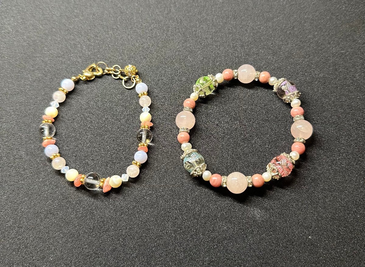 q2474 ローズクォーツ 水晶 シェル ブレスレット バングル 上品 華やか アクセサリー レディース 拍卖