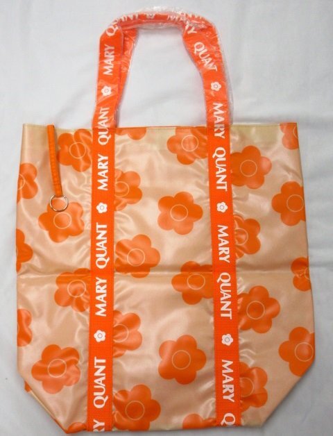 a3902 未使用保管品 マリークワント ビタミンカラー トートバッグ サマーバッグ アウトドアなど 総柄 花柄 オレンジ拍卖