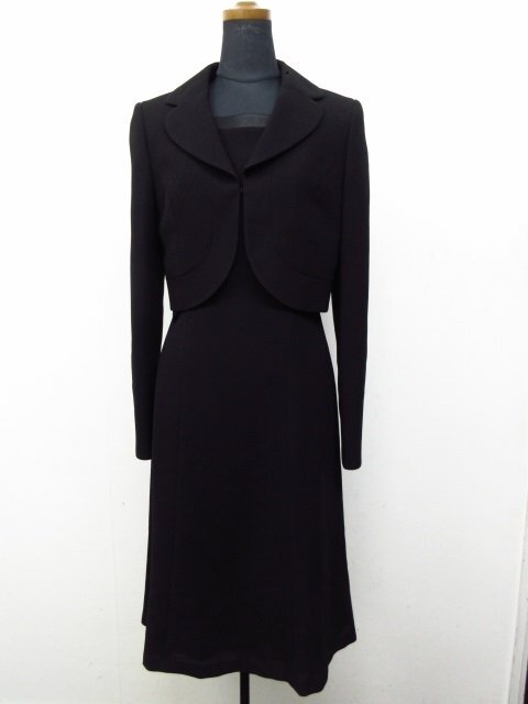 y5004 極美品 PERSON'S パーソンズ ブラックフォーマルアンサンブル 長袖ジャケット/ワンピース 7サイズ FORMAL STYLE拍卖