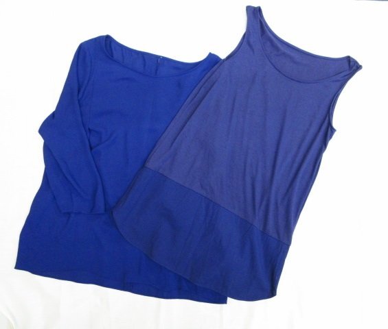 h4500LAUTREAMONT トップス ノースリーブ2点セット 日本製 春秋 無地 ネイビー 拍卖