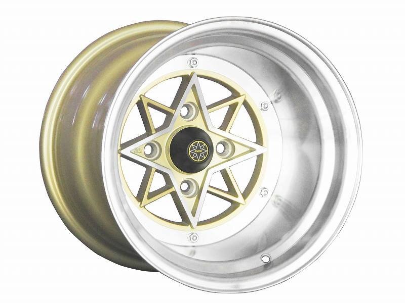 【送料無料】 スターシャーク レッド 14インチ 12J -61 1412 114.3-4H ゴールド 2本SET 復刻ワンピース拍卖