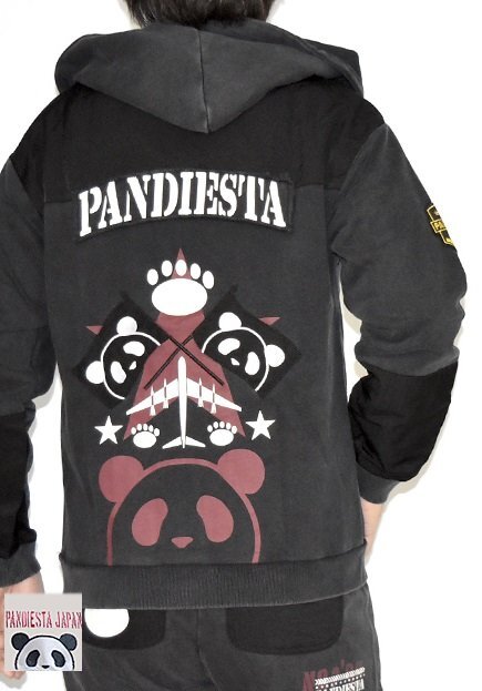 エアフォースパンダ切替フルジップパーカー◆PANDIESTA JAPAN ブラック Lサイズ 595954 パンディエスタジャパン ミリタリー スウェット拍卖