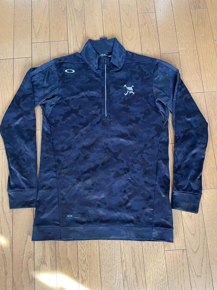 OAKLEY オークリー ハーフジップ 長袖ポロシャツ スカル 総柄 ブラック系 M拍卖