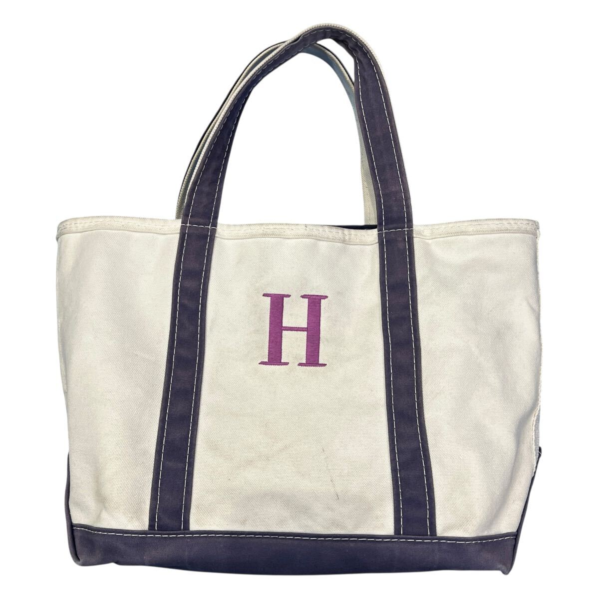L.L. Bean H Logo Canvas Tote BagL.L.ビーン Hロゴ キャンバス トートバッグ BOAT AND TOTE BAG ボートアンドトート拍卖