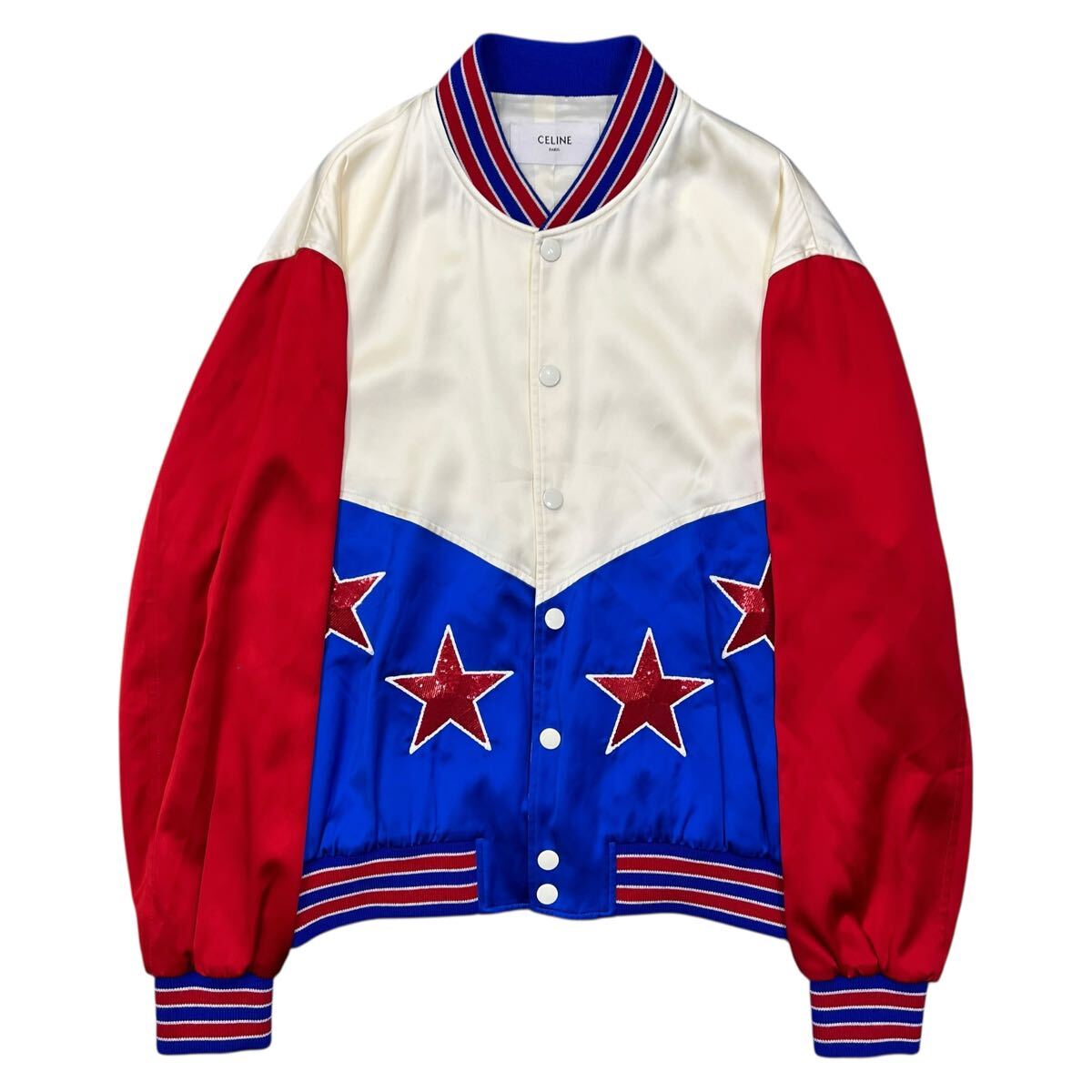 CELINE 2023SS HEDI SLIMANE Souvenir Satin Teddy Bomber Jacket セリーヌ エディ期 スーベニア サテン テディ ボンバー ジャケット拍卖