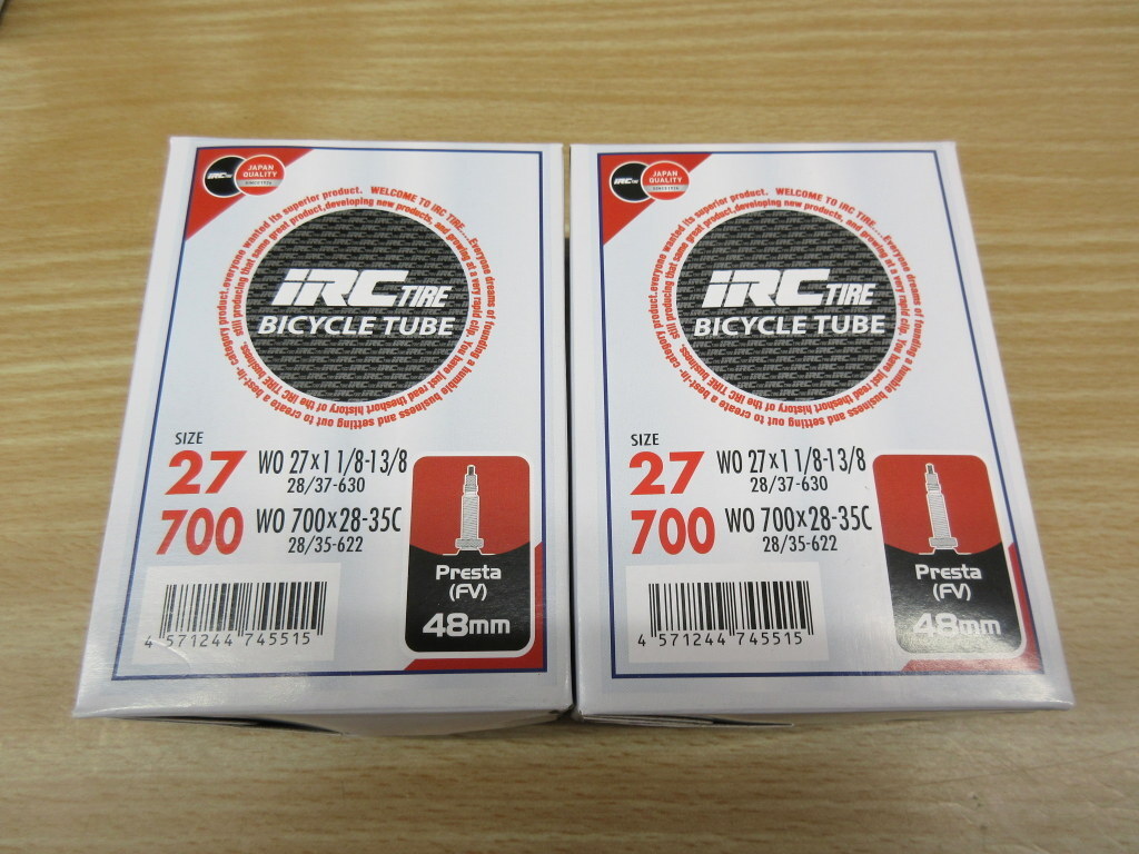 IRC 仏式チューブ/48mmロングバルブ 700x28-35C(28/35-622) 2本セット 新品拍卖