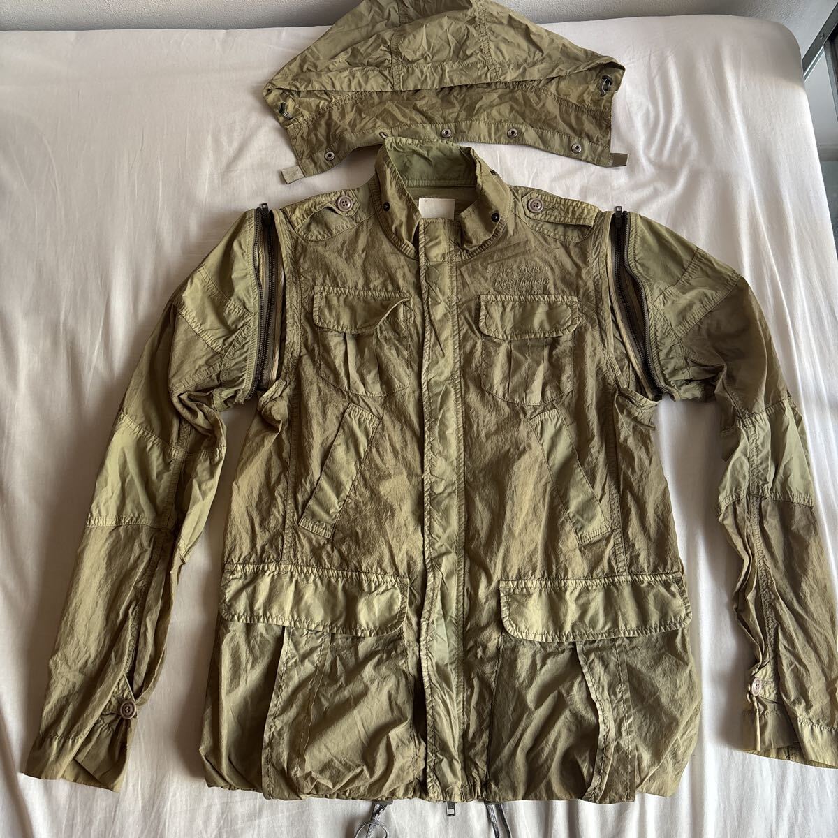 2000s diesel ディーゼル 変形ギミック ナイロン ミリタリージャケット archive フード付 デタッチャブル アーカイブ ykk 切替 ミリタリー拍卖