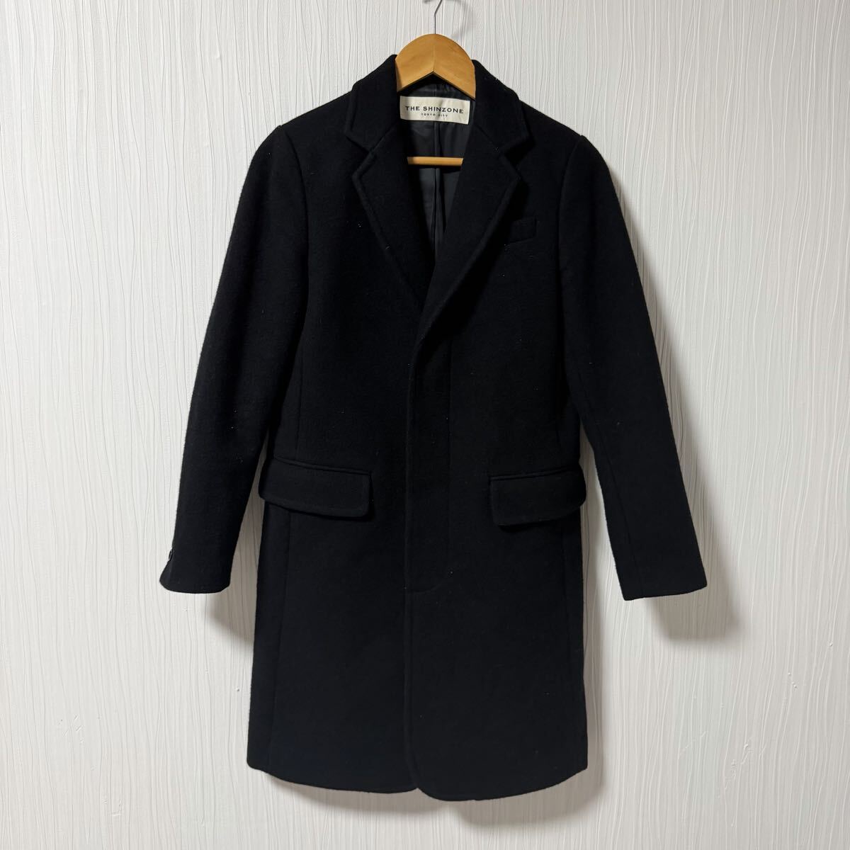 The Shinzone ザシンゾーン チェスターコート ブラック サイズ34 メンズ ウール コート a1364拍卖