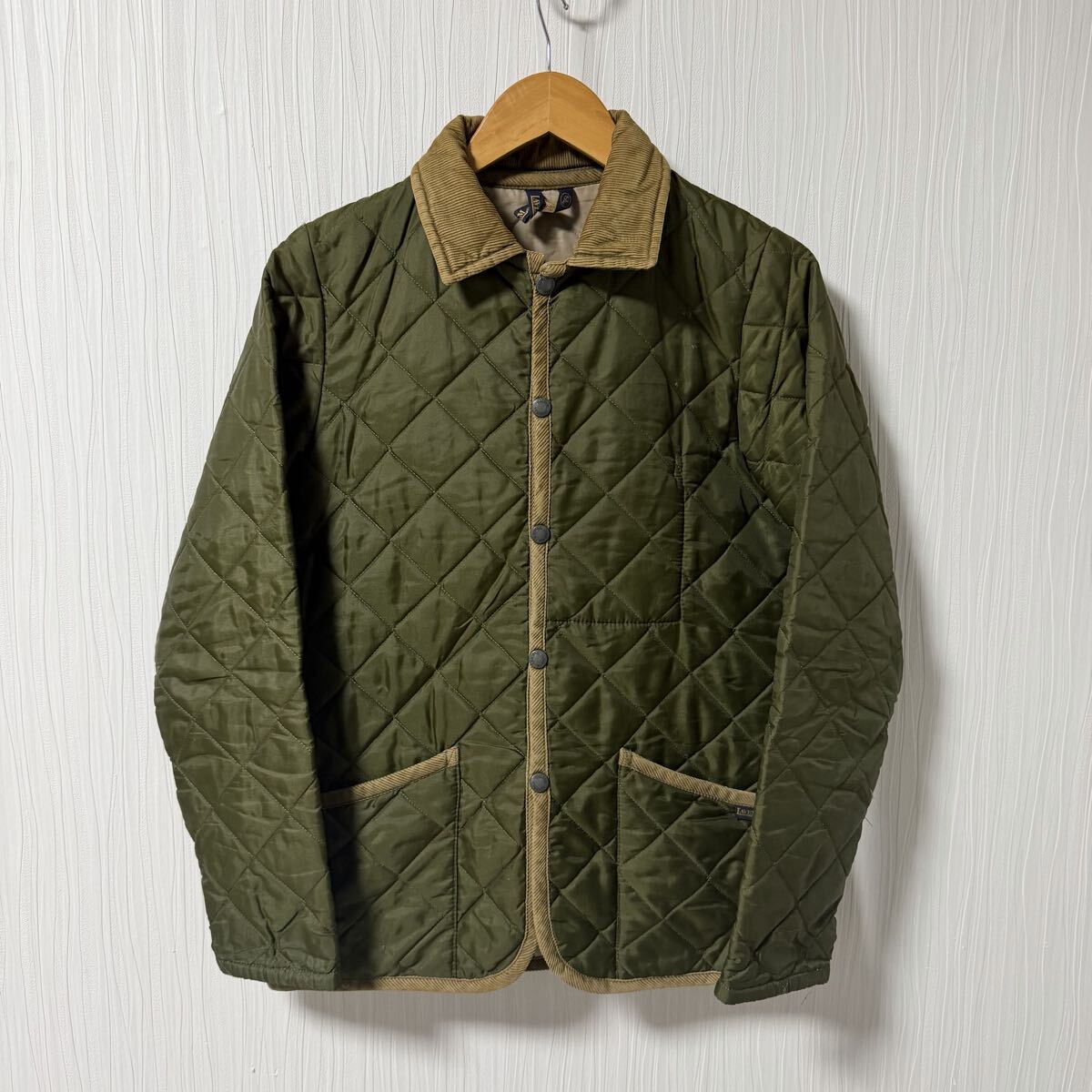 イギリス製 LAVENHAM ラベンハム キルティングジャケット グリーン系 メンズ サイズ38 中綿 アウター a1366拍卖