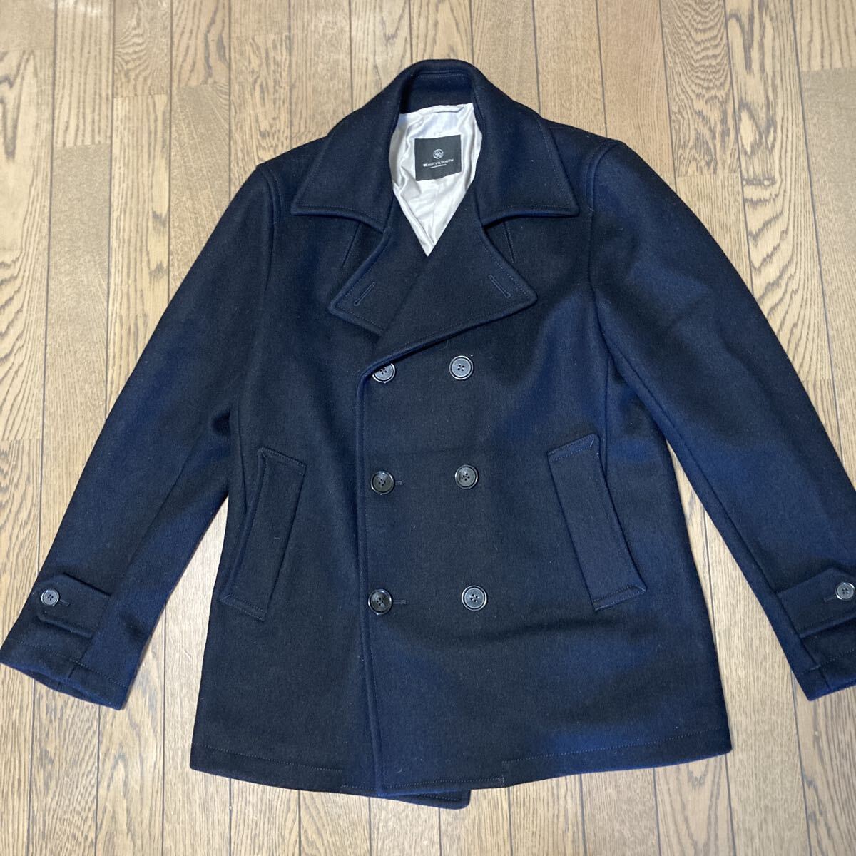 ユナイテッドアローズ ビューティーアンドユース 秋冬物厚地ピーコート サイズL ブラック拍卖