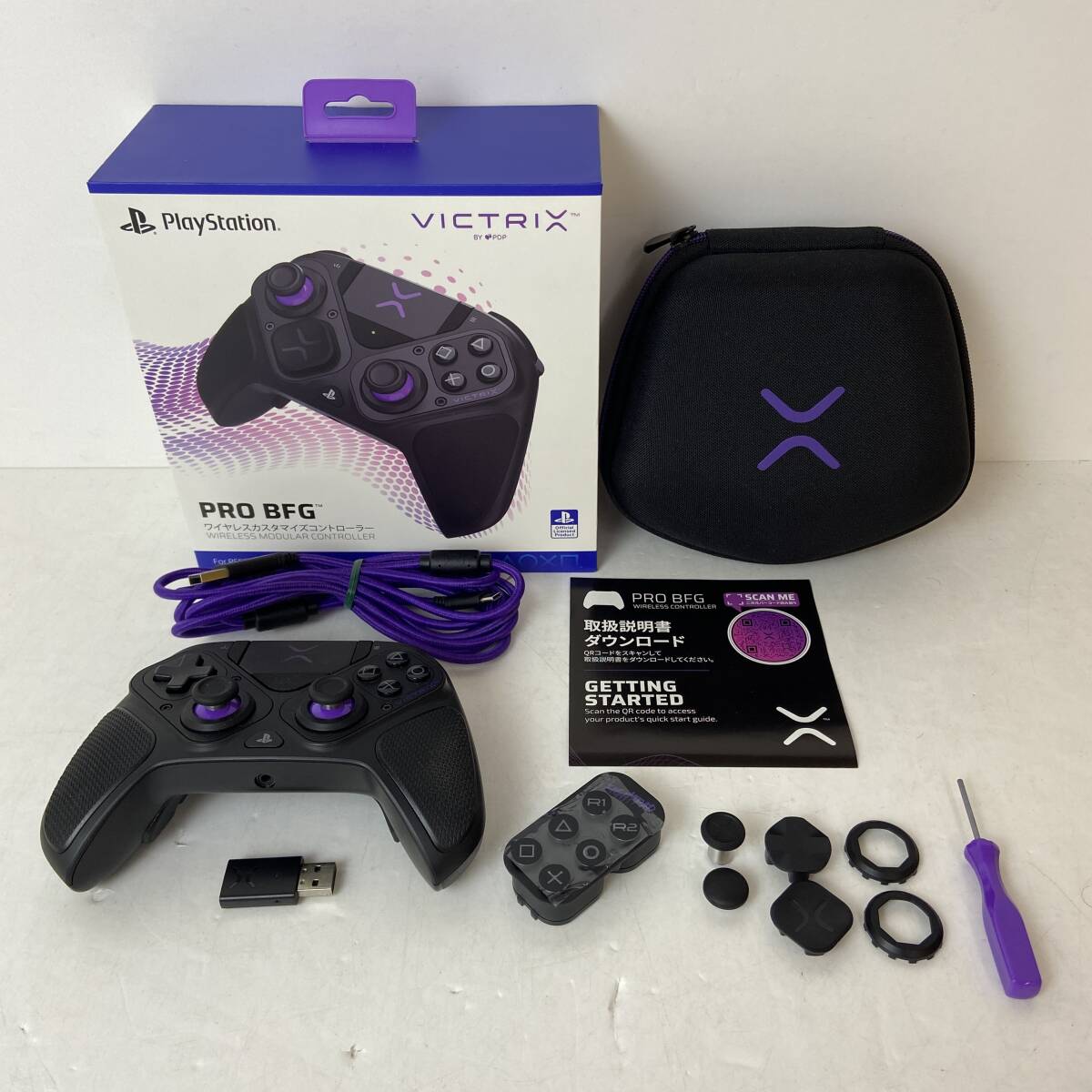 04wy14268〓【1円~】Victrix ワイヤレスカスタマイズコントローラー PRO BFG 052-002 【PS5コントローラー/ケース付き】 中古品拍卖