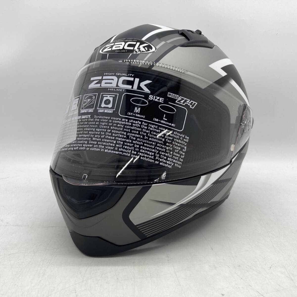 04wy13905●【ヘルメット】Zack フルフェイスヘルメット ZF-4 Lサイズ(58~60㎝)ソフトケース 曇り止め付き 中古品拍卖