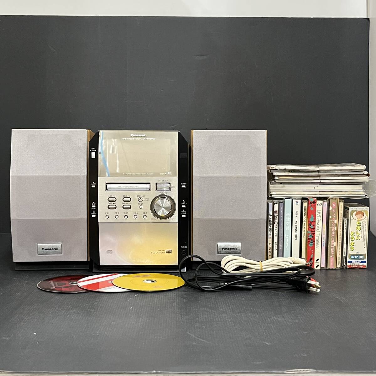 06w13146 ★1円~ Panasonic MDステレオシステム SA-PM700MD 【中古品】レトロCD付き ※動作確認済み拍卖