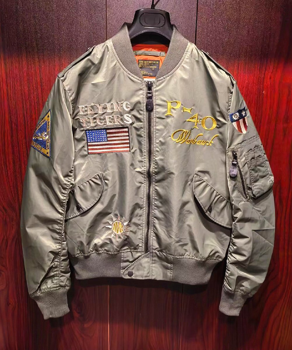 最高級◆アメリカ発*VIP CLUB・FLYING TIGERS/フライング・タイガース復刻・豪華刺繍・MA-1/ジャケット/Lサイズ拍卖