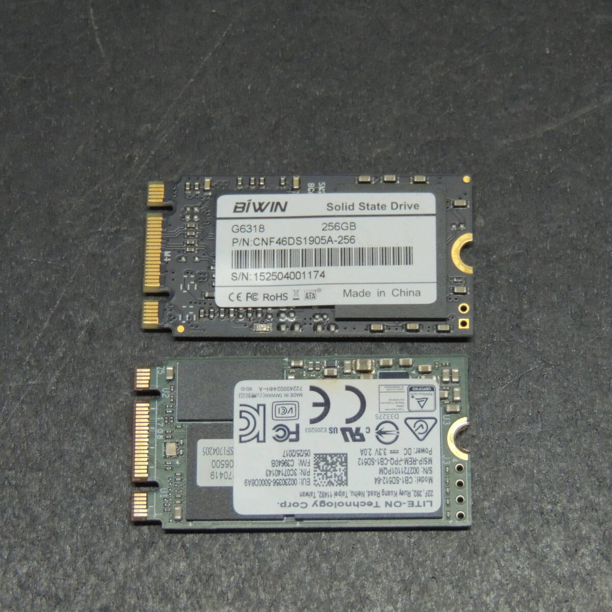 2台まとめ売り【検品済み】BIWIN SSD 256GB G6318 / LITE-ON SSD 512GB CB1-SD512 (使用時間:24h/13422h) 管理:み-77拍卖