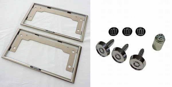 トヨタ純正 チタン調 ナンバープレートリム 2枚 & クラウンスポーツ用 ナンバーロックボルト 3本セット 王冠 ナンバーフレーム拍卖