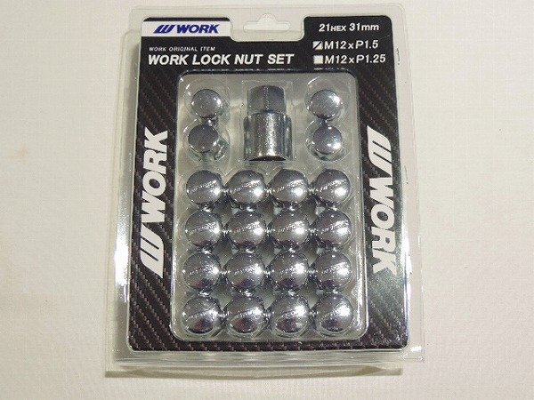 WORK LOOK NUT SET クローム M12 × P1.5 240254 全長35mm 21HEX ホイール ナット 16個 ロックナット 4個 合計 20個入り拍卖