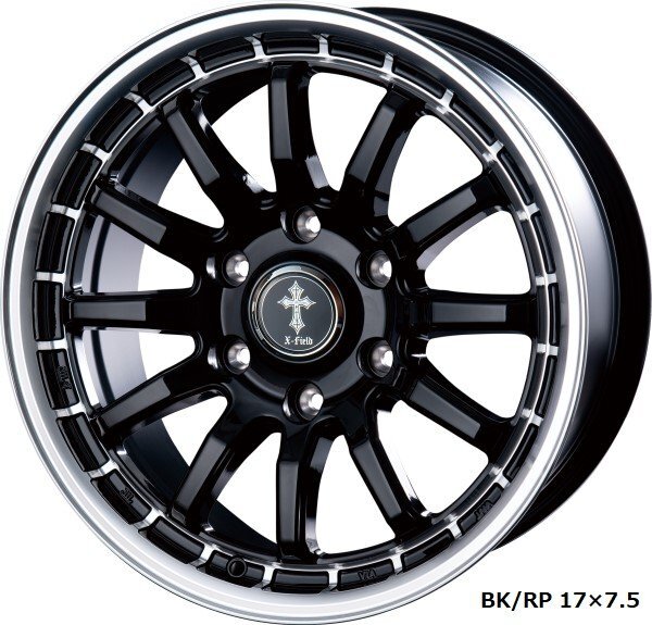 INTER MILANO X-FIELD α BK/RP NV350キャラバン 15インチ アルミホイール 4本セット 15×6.0J +43 PCD139.7 6穴拍卖