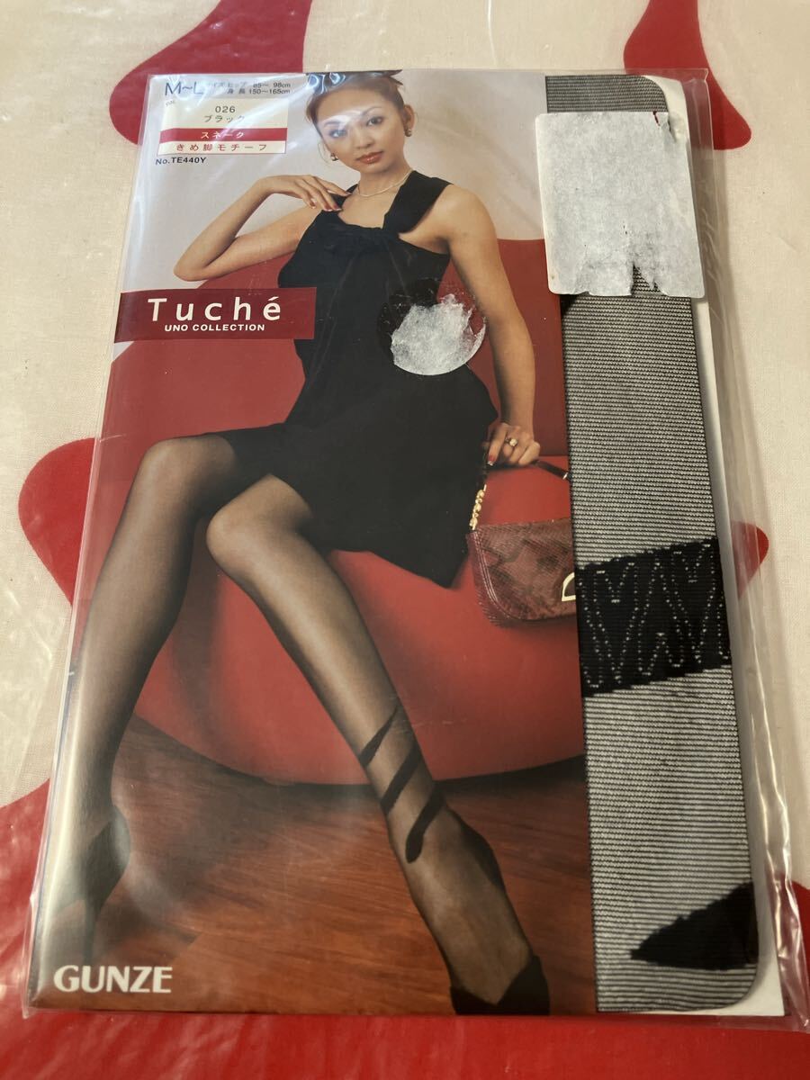 gunze tuche スネーク ブラック パンティストッキング グンゼ パンスト 柄 デザイン pantystocking トゥシェ 模様 黒 M-L 蛇 ヘビ 神田うの拍卖