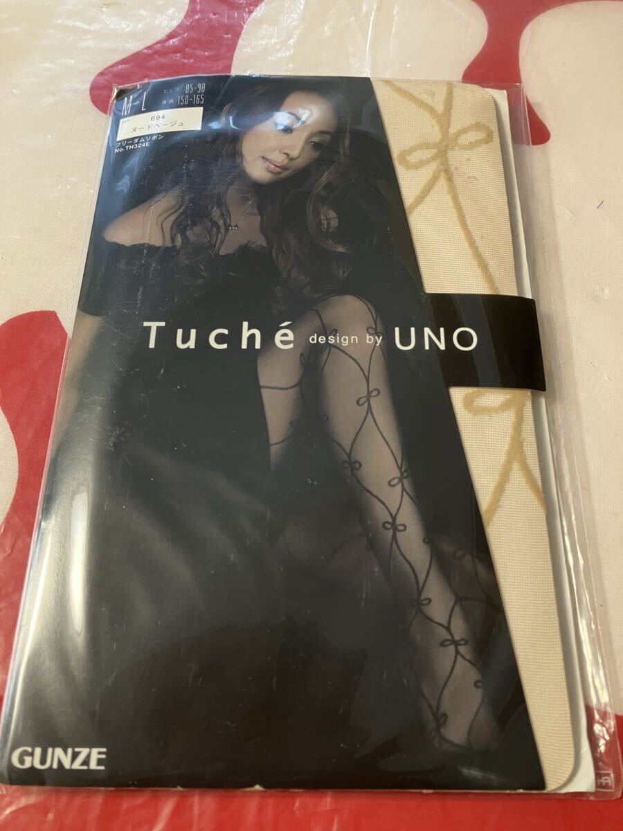 gunze tuche フリーダムリボン ヌードベージュ パンティストッキング グンゼ パンスト 柄 デザイン panty stocking トゥシェ 模様 M-L拍卖