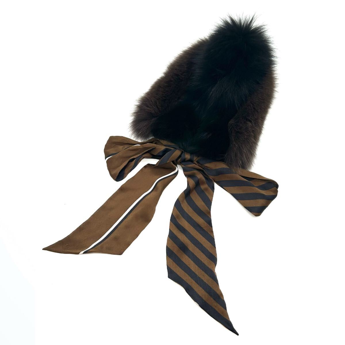 FENDI フェンディ ストール ファー スカーフ ショール ティペット フォックス ラビット マフラー レディース リアルファー 毛皮拍卖