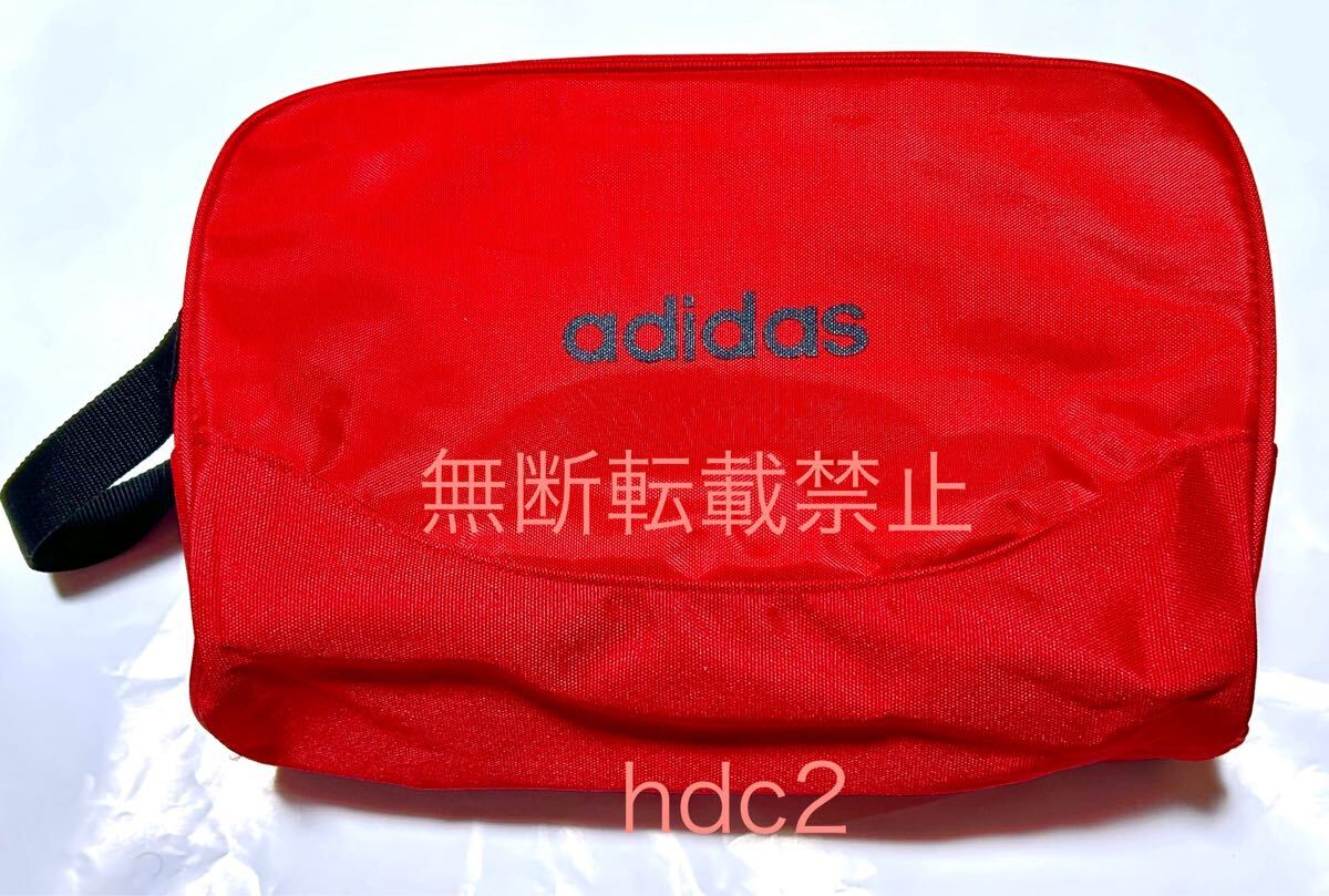 ★即決★美品★アディダス シューズバッグ シューズケース RED レッドカラー 靴入れ シューズ袋 小物袋 スパイク入れadidasナイロンバッグ拍卖