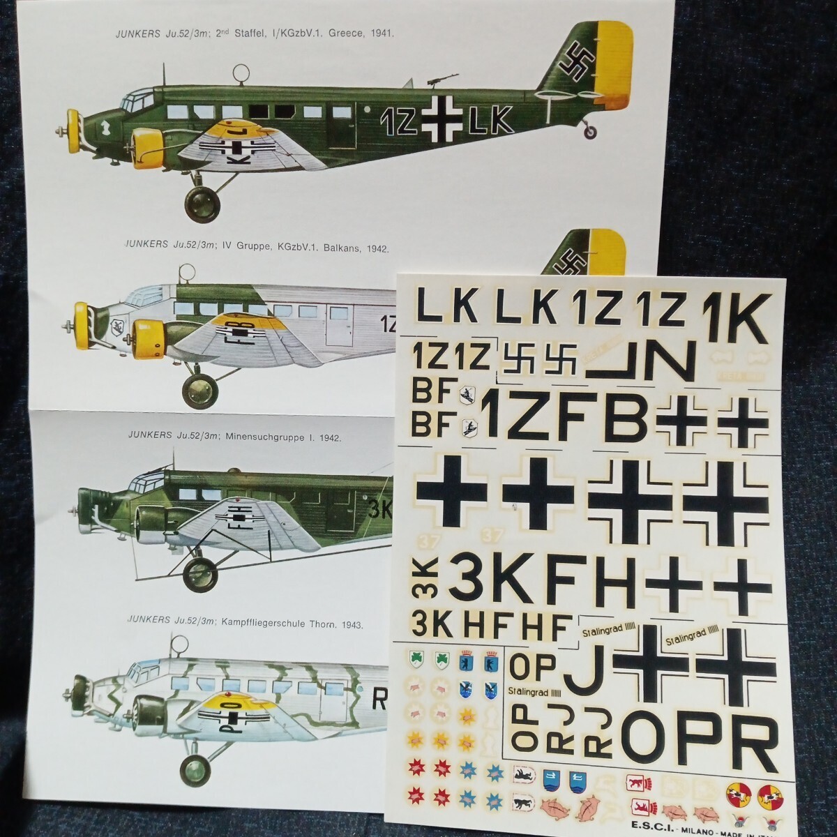 ■〒140円 ユンカースJu.52用デカール(伊エッシー本国生産品)未使用(管032) 拍卖