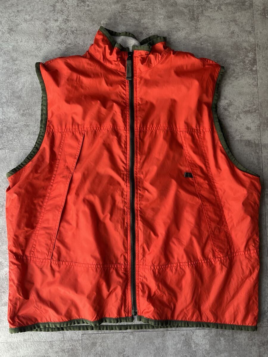 1990s OLD GAP ナイロン ベスト オレンジ × オリーブ 裏メッシュ レトロアウトドア ギャップ ビンテージ llbean Patagonia チャンピオン拍卖