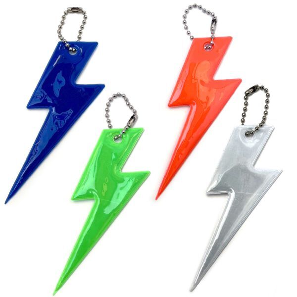 ライトニング リフレクター チャーム 反射板 蛍光グリーン 4色 4枚セット 自転車 ピスト 犬の散歩 キッズ 子供 防犯拍卖