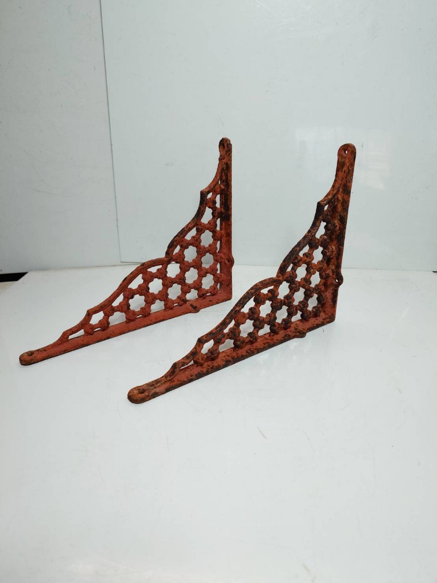 鉄製 棚受け ブラケット 古民家 古道具 2点セット 昭和レトロ拍卖