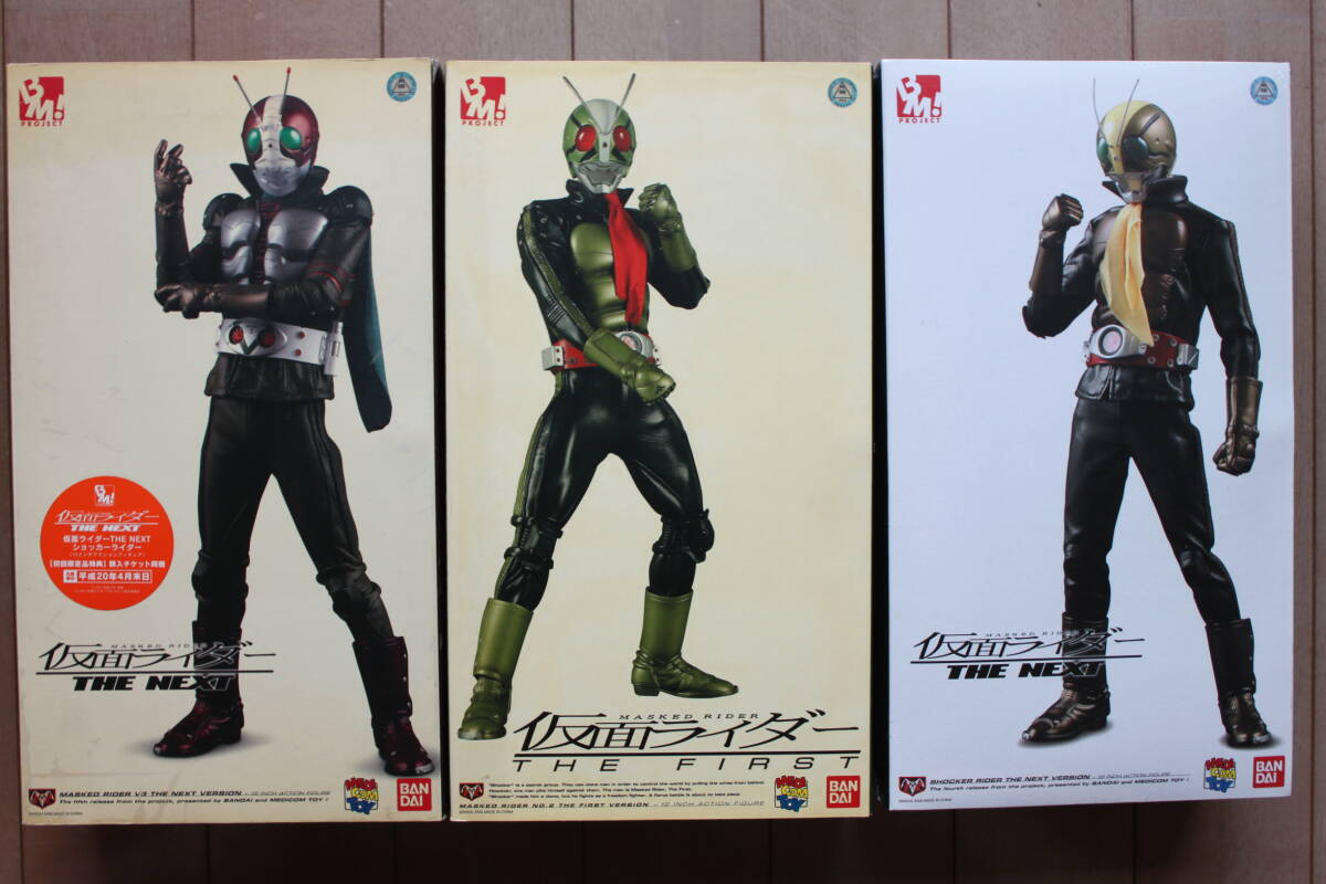 仮面ライダー THE NEXT 仮面ライダーV3 / ショッカーライダー / THE FIRST 仮面ライダー2号 3体セット 1/6フィギュア メディコムトイ 拍卖