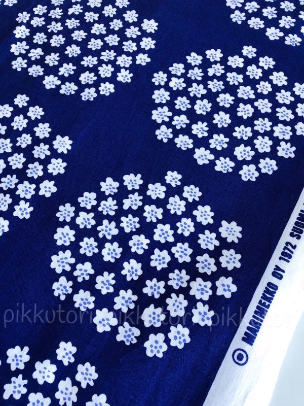 ★ Marimekko マリメッコ ヴィンテージ 生地 PUKETTI プケッティ 紺 136x80 ★拍卖