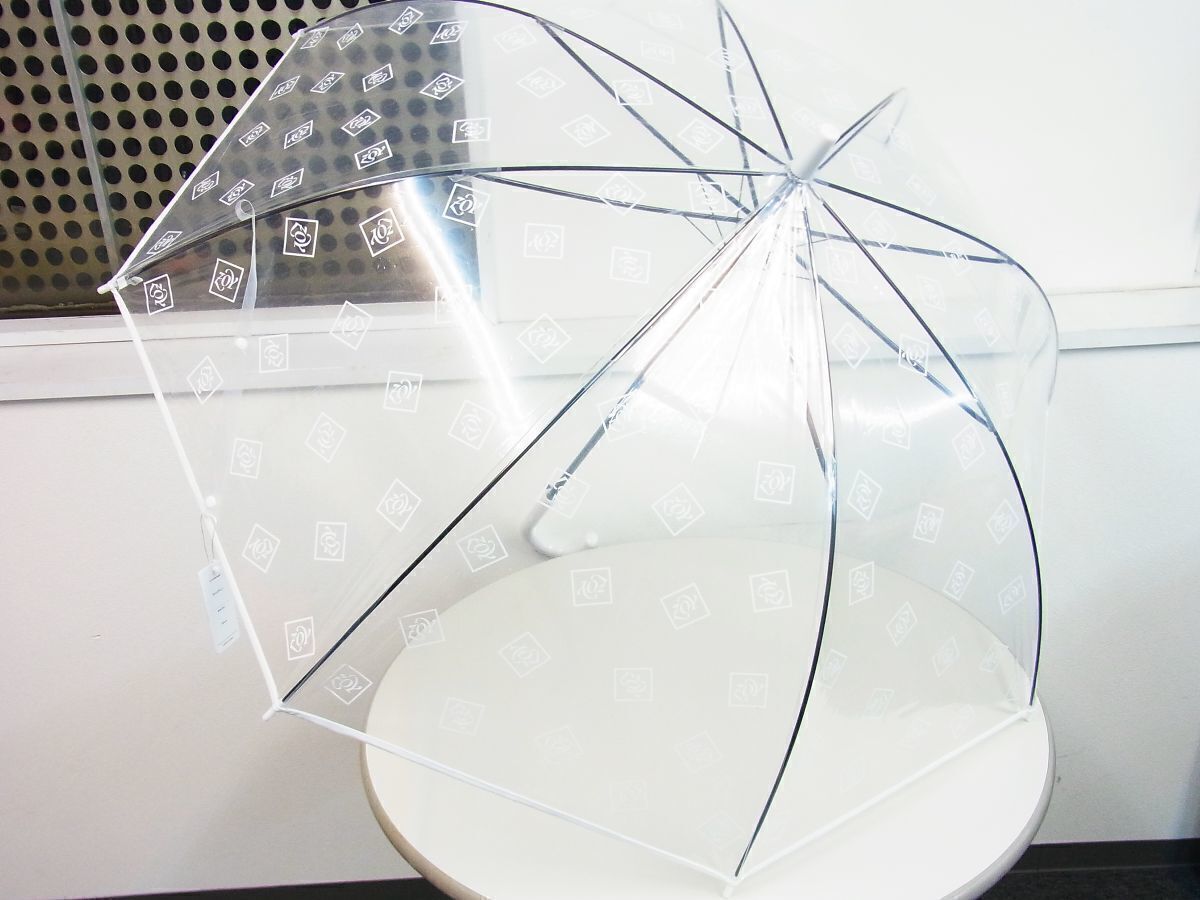非売品★新品未使用 Zoy ゾーイ 全面ロゴ ビニール傘 長傘 雨傘 クリア 透明ホワイト白【本物保証】新品未使用★大きい傘 兼用★スタッフ用拍卖