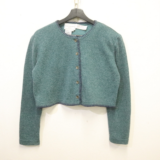 m261 2000年代製 KarinStevens ニットカーディガン■00s 表記10サイズ レディース グリーン アメカジ ストリート 古着 古着卸 激安 希少拍卖