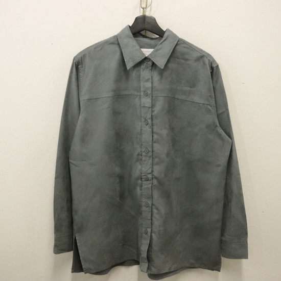 A811 2000年代製 LIZclaiborne 長袖シャツ■00s 表記Mサイズ レディース グレー 無地 フェイクスウェード アメカジ ストリート 古着 激安拍卖