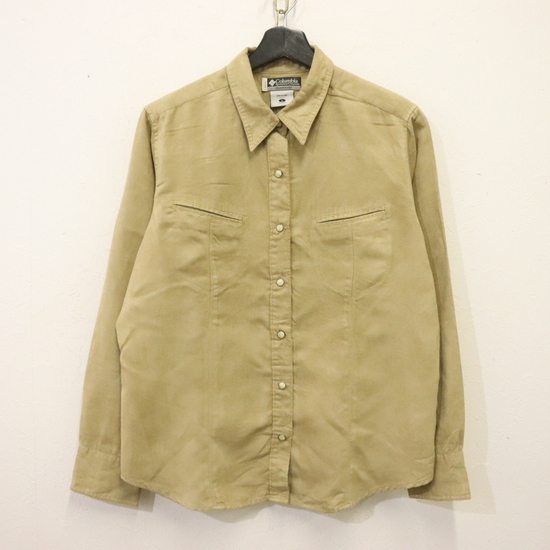 A819 2000年代製 コロンビア 長袖シャツ■00s 表記Lサイズ レディース ベージュ ウエスタン フェイクスウェード アメカジ ストリート 古着拍卖