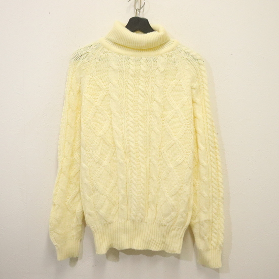 D617 80sビンテージ McGREGOR アクリルニットセーター■1980年代製 約Sサイズ アイボリー タートルネック カーブル編み アメカジ拍卖