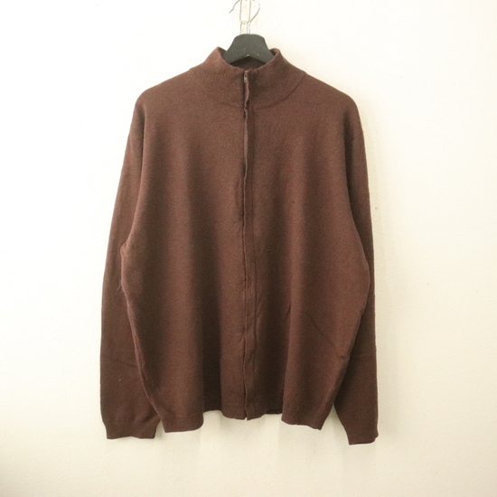 J994 2000年代製 PaulFredrick フルジップ ウールニットセーター■00s 表記XLサイズ レディース ブラウン 無地 アメカジ ストリート 古着拍卖