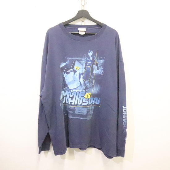 j228 2000年代製 CHASE NASCAR ジミージョンソン レーシング 長袖プリントTシャツ■00s 表記3XLサイズ ネイビー アメカジ ストリート 90s拍卖