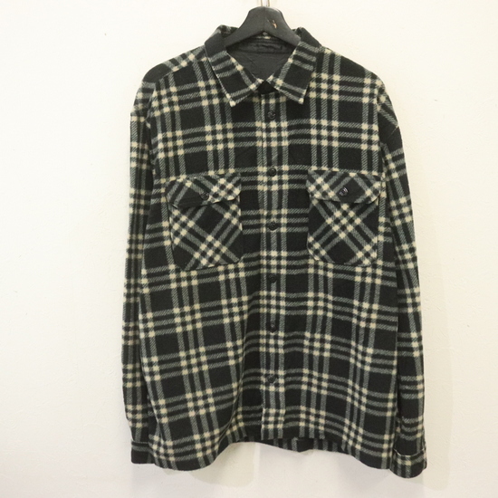 Q980 2000年代製 長袖フリースシャツ■00s 約XLサイズ 黒 ブラック チェック アメカジ ストリート 古着 古着卸 激安 ヴィンテージ 90s 80s拍卖