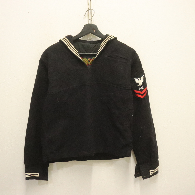 y491 60sビンテージ Seaarer ウール セーラーシャツ■1960年代製 Mサイズくらい ネイビーアメカジ ストリート 古着 激安 希少 オールド 70s拍卖