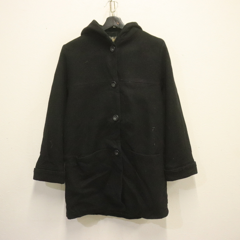 A791 90sビンテージ RAULLEVY ウールコート ブラック ミドル丈■1990年代製 約Sサイズ レディース 古着 アメカジ ストリート 70s 80s 激安拍卖
