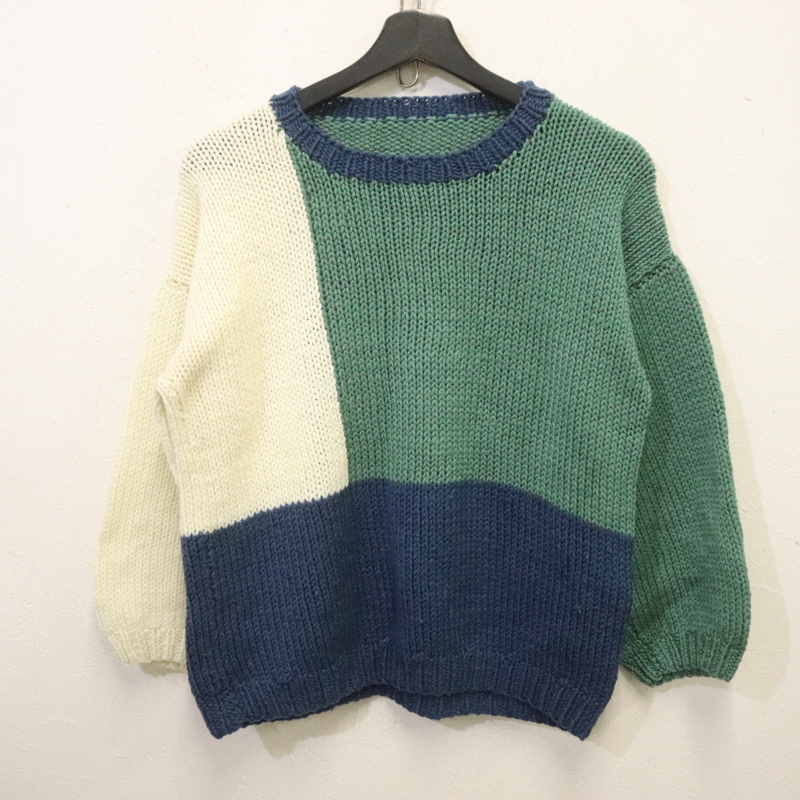 h877 80sビンテージ アクリルニットセーター■1980年代製 Mサイズくらい レディース マルチカラー アメカジ ストリート 古着 激安 90s拍卖