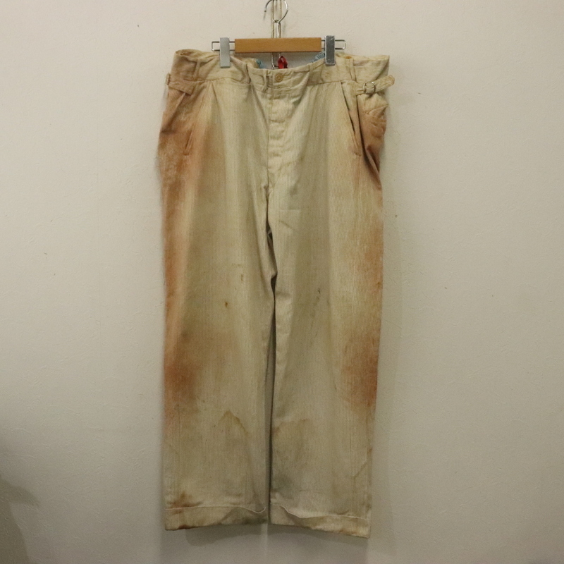 R858 40sビンテージ コットン リメイク ワークパンツ■1940年代製 XLサイズくらい ストライプ ヒッコリー アメカジ ストリート 古着 激安拍卖